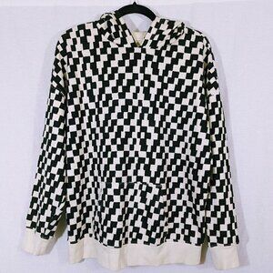 BP. Ivory & Black Checkerboard Print Hoodie Size M